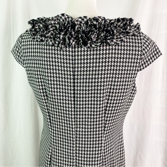 Taylor Black and White Ruffle Neck Cap Sleeve Dress 12 - Picture 7 of 8